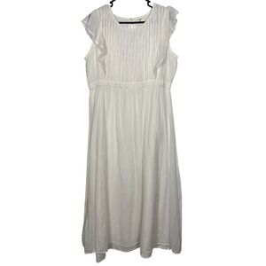 World Market Cottagecore‎ White Maxi Dress Sz L/XL Flutter Sleeve Boho Fairycore